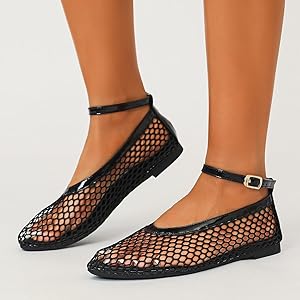 靴 Her lip to Mary Jane Mesh Flats Mary Jane Mesh Flats